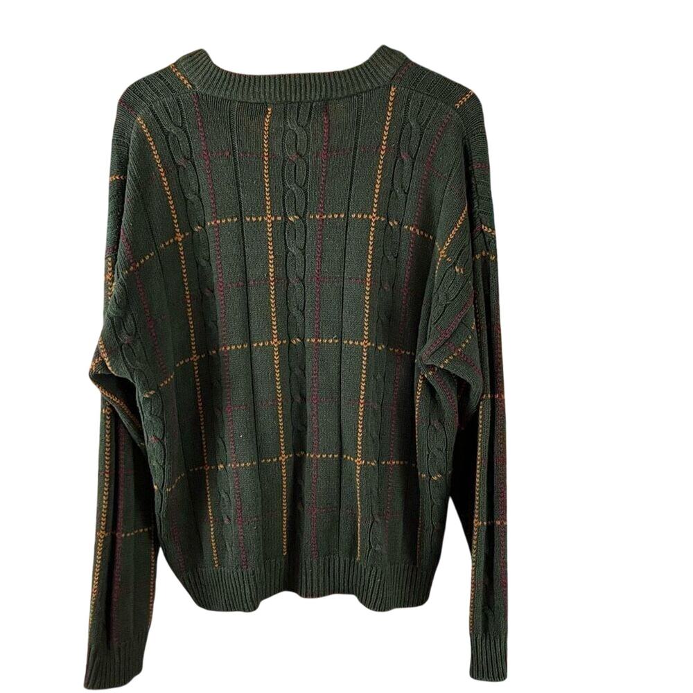 Vintage New River for J. Riggings Cableknit V-Neck Chunky Sweater Size Large - Picture 4 of 5